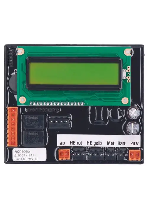 Elektronische Steuerungseinheit mit LCD-Display und verschiedenen Anschlüssen. Ausgeführt in einer schwarzen Platine, geeignet als Ersatzteil von Judo.